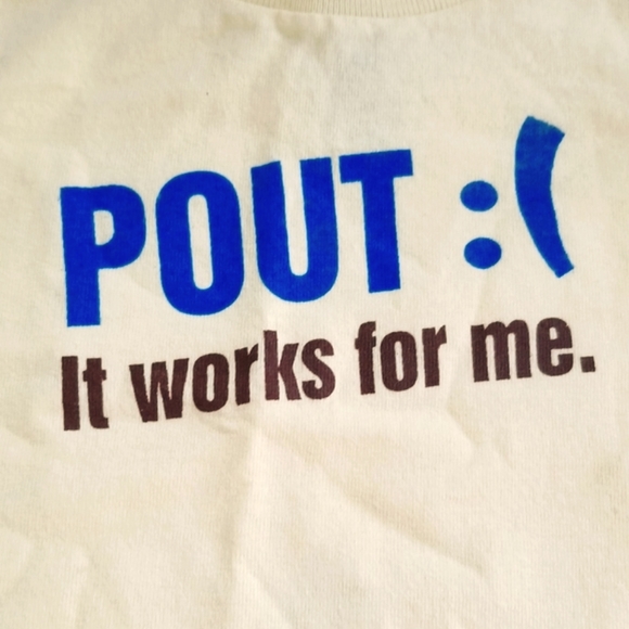 3/$25 Rabbit Skins T-Shirt Graphic Letter Tee "Pout -  It works for me" Size 6M - Picture 4 of 9
